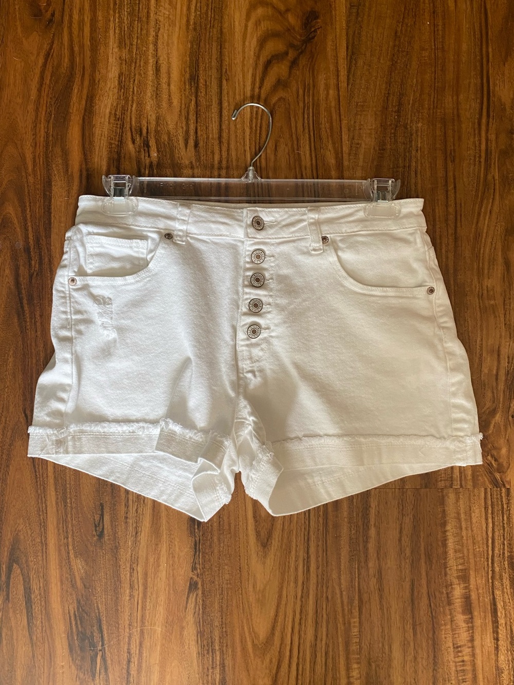 White High-Rise Button-Front Women's Denim Shorts EUC